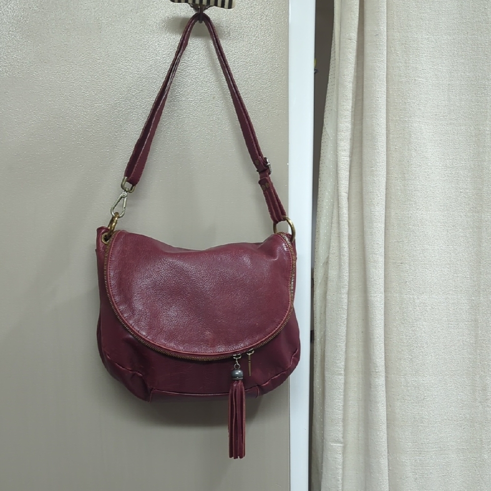 Leather Shoulder Bag Mahogany Color